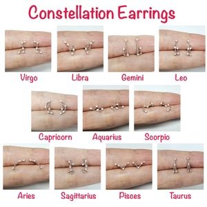 Sterling Silver Zodiac Earrings Constellation Earrings Birthday Earrings Gifts